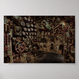 Battleshir-Interieur, Steampunk-Stil, Retro futuri Poster