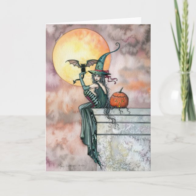 'Batty Cat' Halloween Card von Molly Harrison Karte (Vorderseite)
