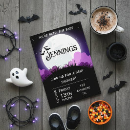 Batty for baby. Halloween Baby shower Invitation Einladung