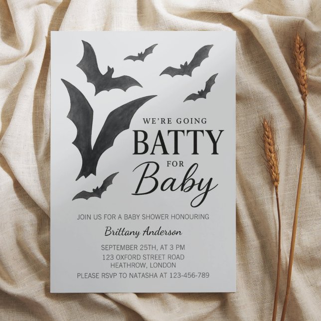 Batty for Baby Halloween Bats Babydusche Einladung (Von Creator hochgeladen)