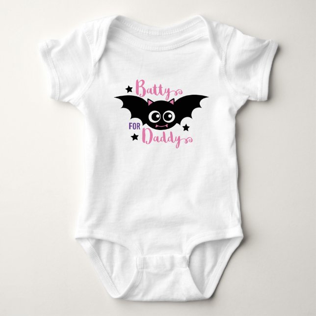 Batty für Daddy Niedlich 1. Halloween Pink Bat Baby Strampler (Vorderseite)
