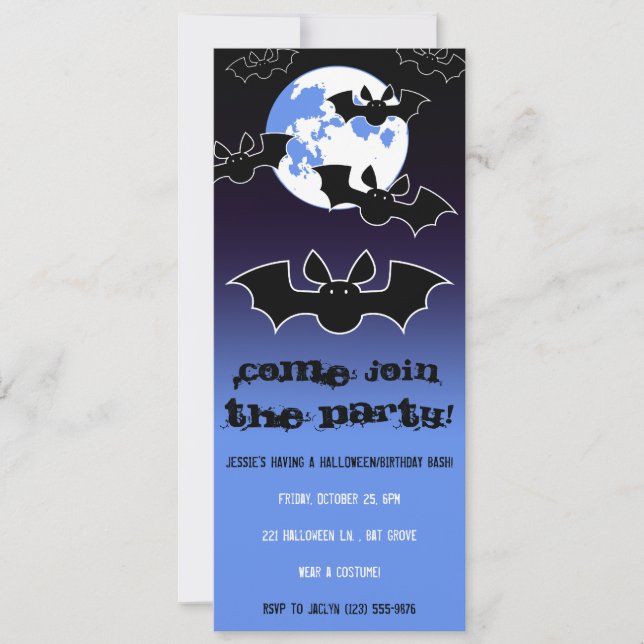 Batty Halloween/Geburtstagseinladungen Einladung (Vorderseite)