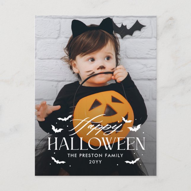 Batty Overlay Halloween Fotokarte Postkarte (Vorderseite)