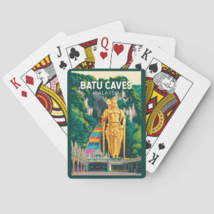 Batu Caves Malaysia Illustration Reise Kunst Retro Spielkarten