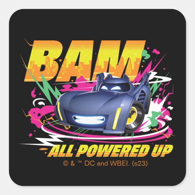Batwheels™ Bam - Alle hochgefahren Quadratischer Aufkleber (Vorderseite)