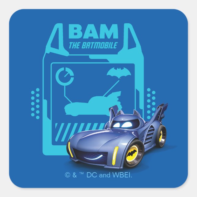 Batwheels™ Bam - Der Batmobile Quadratischer Aufkleber (Vorderseite)