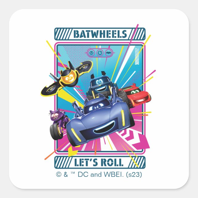 Batwheels™ - Lasst uns fortfahren Quadratischer Aufkleber (Vorderseite)