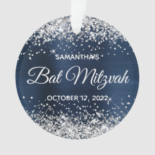 Batz Mitzvah ombré bleu marine paillettes argentée