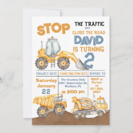 Bau 2. Geburtstags Dump Truck Party Einladung