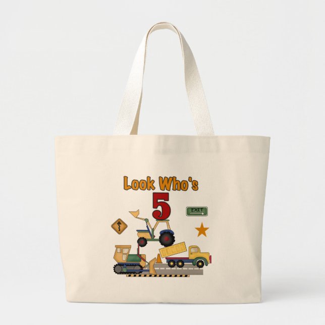 Bau 5th Birthday Tshirts und Geschenke Jumbo Stoffbeutel (Vorne)