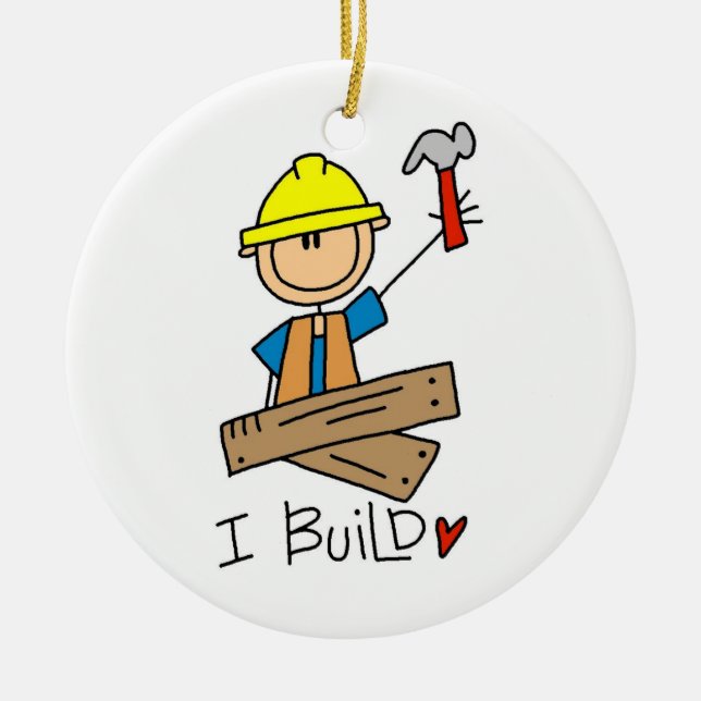Bau-Arbeitskraft errichte ich T - Shirts und Keramik Ornament (Vorne)