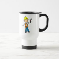 Bau-Arbeitskraft mit der Hammer-Tasse