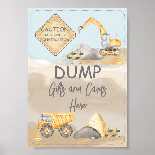 Bau-Baby-Duschgeschenke | Karten hier Poster (Vorne)