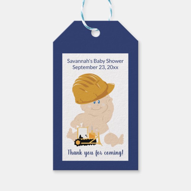 Bau-Baby-Duschgiftmarke Geschenkanhänger (Vorderseite)