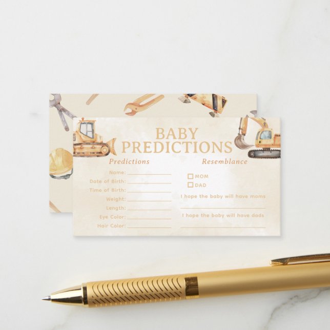 Bau Baby Prediction Game Begleitkarte (Vorderseite/Rückseite Beispiel)