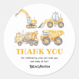 Bau Birthday Dump Truck Gastgeschenk Runder Aufkleber