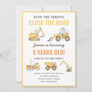 Bau Birthday Dump Truck Party Einladung