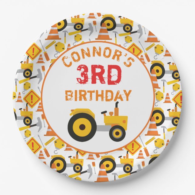 Bau Birthday Party Age White Paper Plakat Pappteller (Vorderseite)