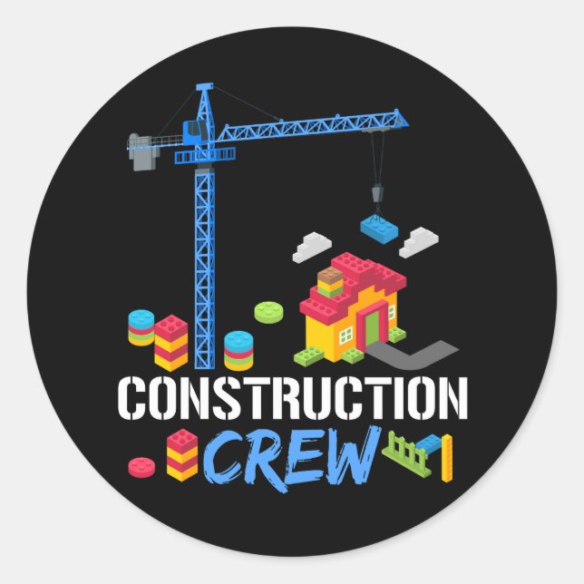 Bau Crew Bricklayer Gebäude Blöcke Maste Runder Aufkleber (Vorderseite)