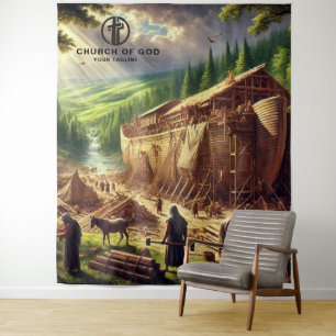 Bau der Arche Noah Wandteppich