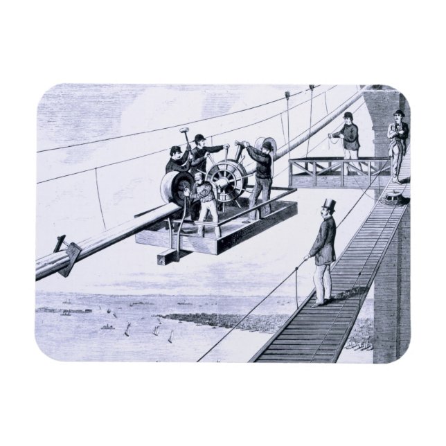 Bau der Brooklyn Bridge, New York (litho) Magnet (Horizontal)