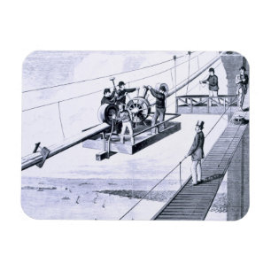 Bau der Brooklyn-Brücke, New York (litho) Magnet