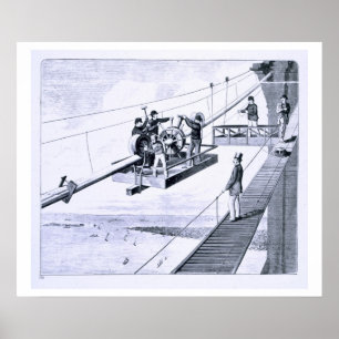 Bau der Brooklyn-Brücke, New York (litho) Poster