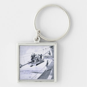 Bau der Brooklyn-Brücke, New York (litho) Schlüsselanhänger