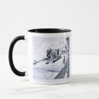 Bau der Brooklyn-Brücke, New York (litho)