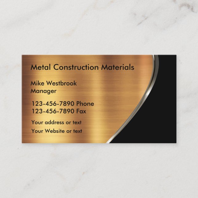 Bau der Metallkupfer-Bronze-Tone-Konstruktion Visitenkarte (Vorderseite)