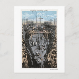 Bau einer Stahlschiff-Szene Postkarte