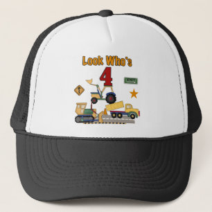 Bau-Fahrzeug-4. Geburtstags-T-Shirts Truckerkappe