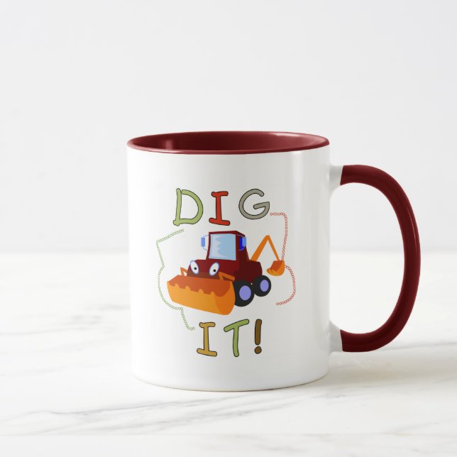 Bau-Fahrzeug-Grabung es T-Shirts und Geschenke Tasse (Rechts)