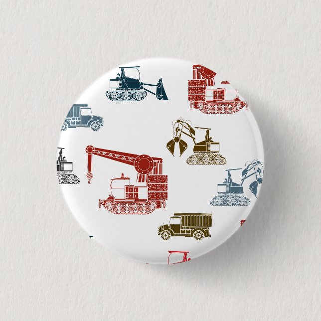 Bau-Fahrzeug-Muster Button (Vorderseite)