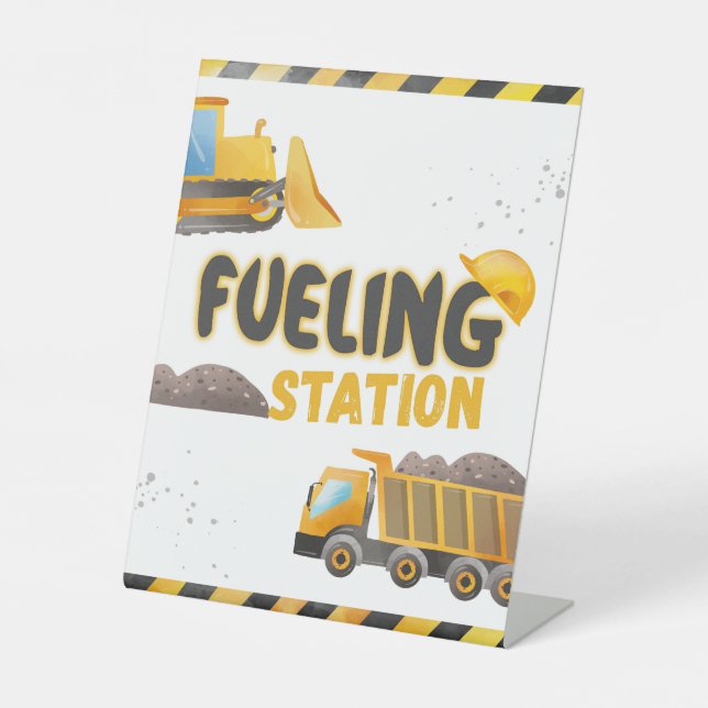 Bau - Geburtstag - Tankstelle Sockelschild (Vorderseite)