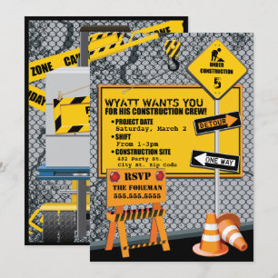 Bau-Geburtstags-Einladung Einladung