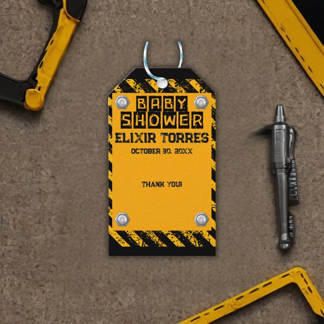 Bau Gelb- und Black-Baby-Dusche Geschenkanhänger (Von Creator hochgeladen)