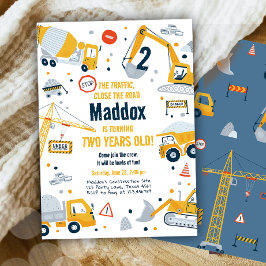 Bau Gelber Sprung LKW Digger Junge Geburtstag Einladung