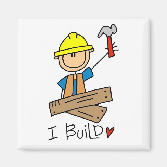 Bau I T - Shirt und Geschenke bauen Magnet (Vorne)