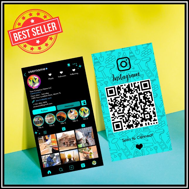 Bau Instagram Turquois | QR-Code Visitenkarte (Von Creator hochgeladen)