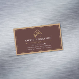 Bau Konstruktion Burgund Gold Holz QR Code Magnetische Visitenkarte