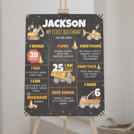 Bau-Lastkraftwagen Geburtstag Milestone-Zeichen Poster