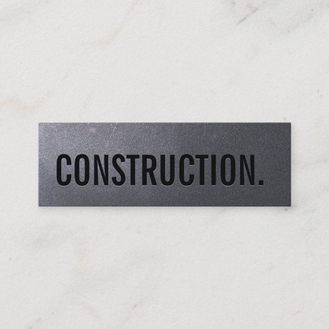 Bau Minimalistischer Schwarztypografie Mini Visitenkarte (Vorderseite)