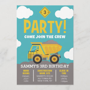 Bau-Themed Party Einladung für Jungen