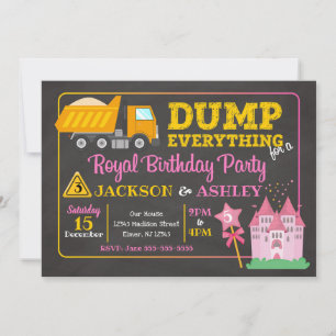 Bau u. Prinzessin Joint Birthday Invitation Einladung