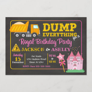 Bau u. Prinzessin Joint Birthday Invitation Einladung