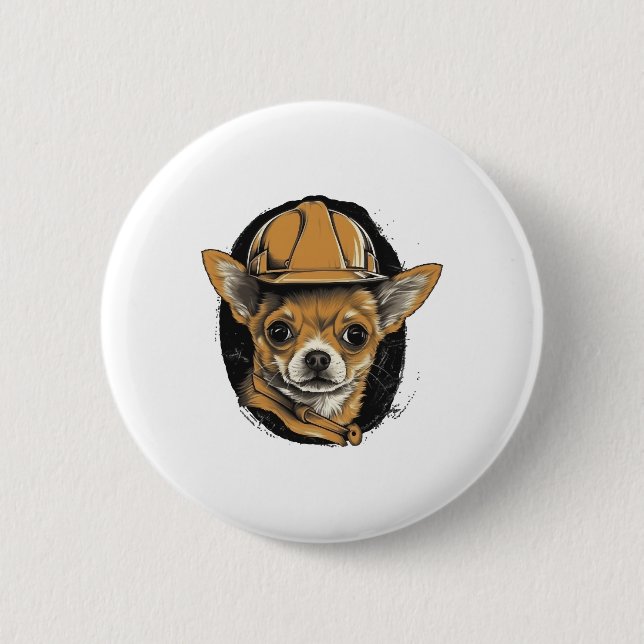 Bau von Bauarbeitern in Chihuahua Button (Vorderseite)