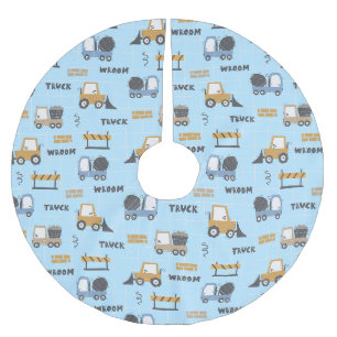 Bau von Lastkraftwagen Muster blau Polyester Weihnachtsbaumdecke