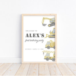 Bau von LKWs Boys 1. Geburtstag Poster