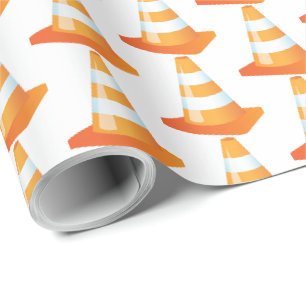 Bau von Orangen- und Weißverkehrsmarken Geschenkpapier